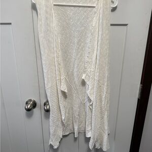 Eileen Fisher open vest cardigan- linen Cotton blend cream vest size Large